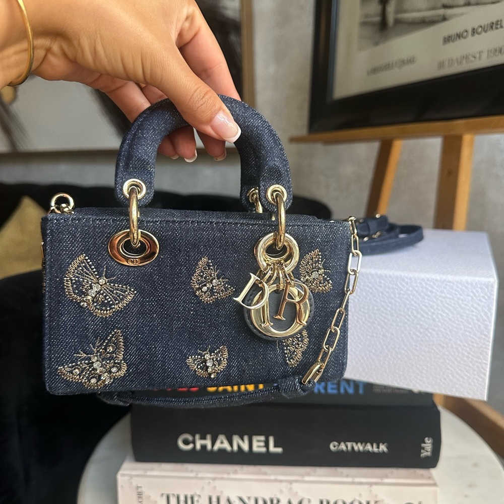 Dior Denim Mini Bag with Gold Accents